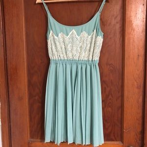 Sage Dress with Lace Detail